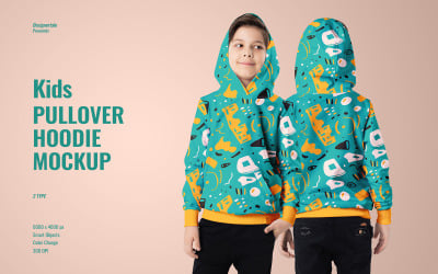 Mockup di felpa con cappuccio pullover per bambini