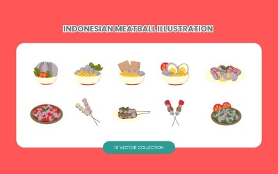 Conjunto de ilustración de albóndigas indonesias