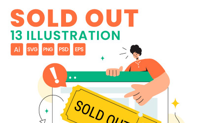 13 Vyprodáno Vektorové Ilustrace