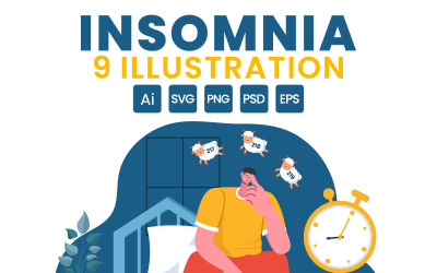 9 Illustrazione vettoriale di insonnia