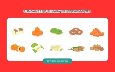 Набор сунданских кулинарных иллюстраций