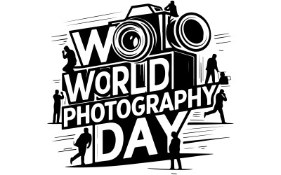 Tipografia vetorial do Dia Mundial da Fotografia - ilustração