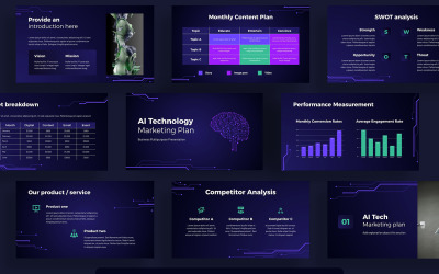 Piano di marketing per la tecnologia dell&amp;#39;intelligenza artificiale PowerPoint