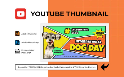 Modèle de vignette YouTube pour la Journée internationale du chien 1