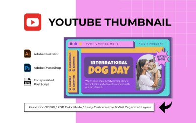 Modèle de vignette YouTube pour la Journée internationale du chien