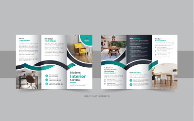 Dreifach gefaltete Broschüre für den Innenbereich, Design-Layout für dreifach gefaltete Broschüre für Immobilien oder Möbel