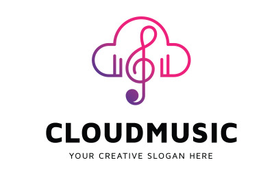 Linea del modello di progettazione del logo della musica cloud