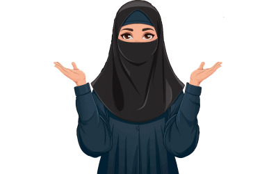 Niqab dívka silueta vektorové ilustrace umění