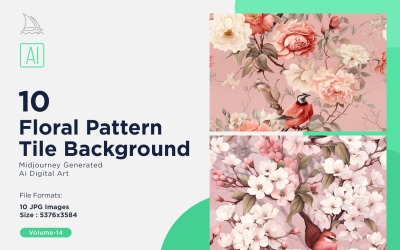 Blommönster Kakel Bakgrund 10 Set V-14
