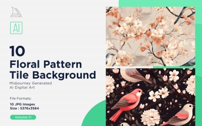 Fundo de azulejo com padrão floral 10 conjunto V-11