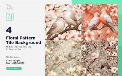 Fundo de azulejo com padrão floral 4 conjunto V-01