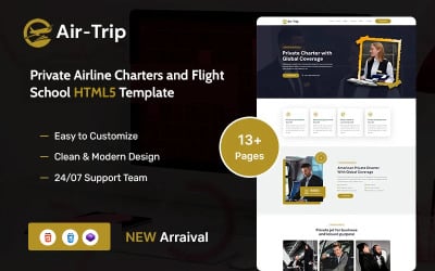 Airtrip – Privata flygbolagscharter och HTML5-mall för flygskola