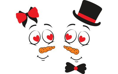 Aşık Vektör Sevimli Kardan Adam