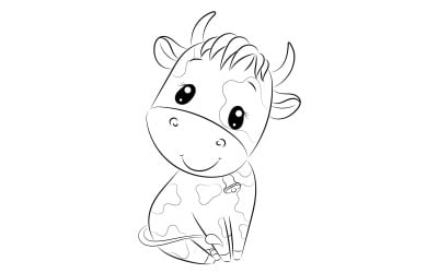 Ilustración de página para colorear de vectores de vaca