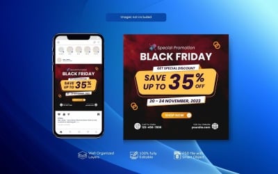Modern Black Friday Sale PSD Social Media Promotions