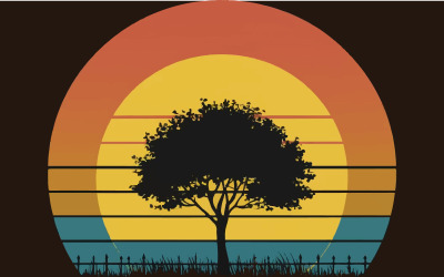 Baum- und Sonnendesignillustration