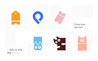 Logo-Vorlagenpaket für Ticketverkaufsunternehmen mit individueller Firmennamenanpassung