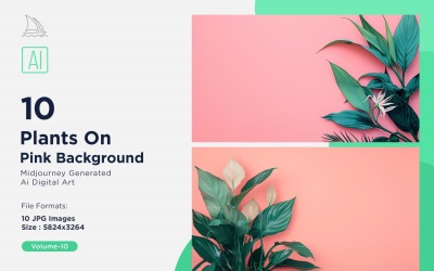 Рослини на рожевому фоні 10 набір V-10