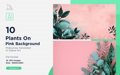 Rośliny Na Różowym Tle 10 Zestawów V-3