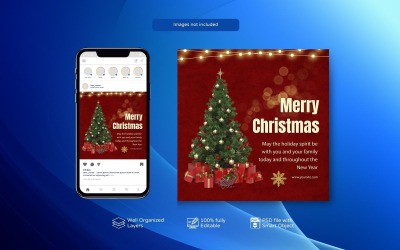 Alegría navideña: plantilla de publicación social PSD de feliz Navidad
