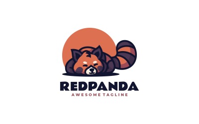 Logo de dessin animé de mascotte de panda rouge endormi