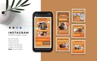 Mezinárodní den koček Instagram šablona