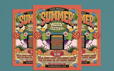 Plantilla de volante - cartel del festival de música de verano