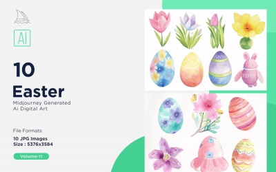 Easter Watercolor Background Set 11