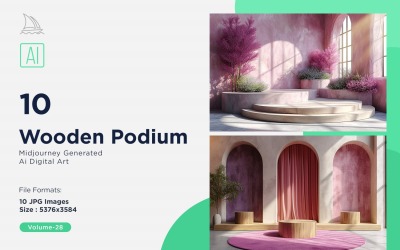 Wooden Podium for Product Presentation Set 28