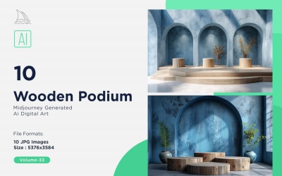 Wooden Podium for Product Presentation Set 33