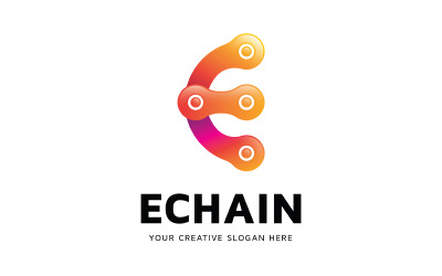 Modèle de conception de logo de chaîne E