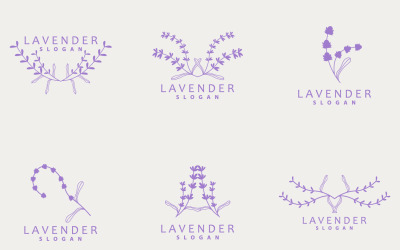 Lavanta Logosu Basit Zarif Mor Çiçek Bitki V7