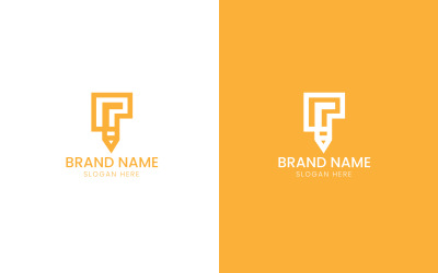 Logotipo de empresa de lápiz de letra P-08-246