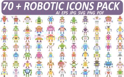 Átfogó robotikoncsomag – 70+ kiváló minőségű vektoros ikon