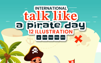 12 Mezinárodní Diskuse Jako Pirátský Den Vektorové Ilustrace