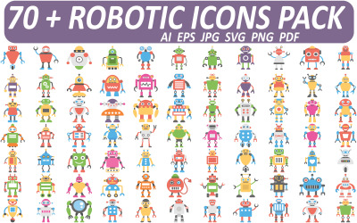 Omfattande Robotic Icons Pack - 70+ högkvalitativa vektorikoner