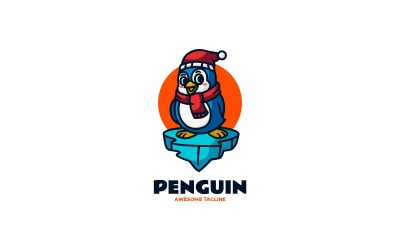 Sevimli Penguen Maskot Karikatür Logosu 1