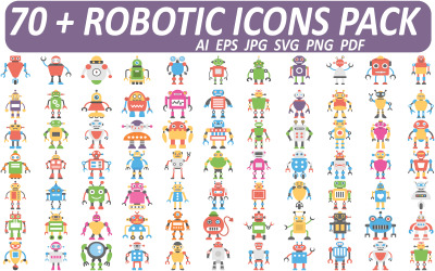 Uitgebreid robotpictogrammenpakket - 70+ hoogwaardige vectorpictogrammen