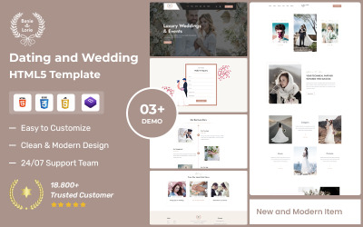 BanieLorie – Bootstrap HTML5-websitesjabloon voor dating- en huwelijksfotografie