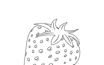 Strawberry berry outline with leaves and seeds