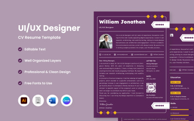 Kreativer Lebenslauf, UI-UX-Designer V10