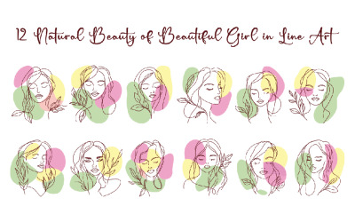 12 Beauté naturelle d’une belle fille en dessin au trait