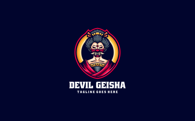 Devil Geisha Mascot Cartoon Logo