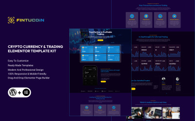 Fintucoin - Kit de modèles d&amp;#39;éléments de crypto-monnaie et de trading