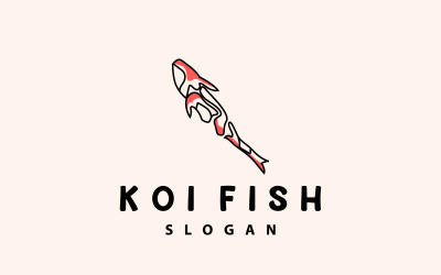 Koi Balığı Logo Tasarımı Balık Vektör İllüstrasyonuV4