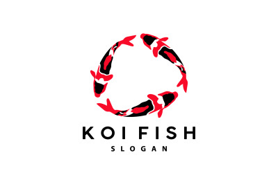 Koi Balığı Logo Tasarımı Balık Vektör İllüstrasyonuV7