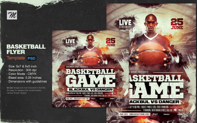 Modèle PSD de flyer de match de basket-ball