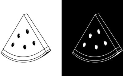 Watermelon slice outline with seeds