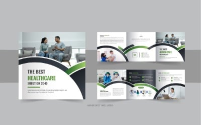 Healthcare, medical square trifold brochure or medical clinic service trifold template design layout