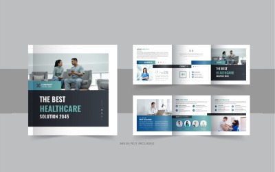 Healthcare, medical square trifold brochure or medical clinic service trifold template design